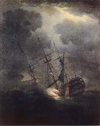 Monamy, Peter The Loss of H.M.S. Victory in a gale on 4 October 1744 Sweden oil painting reproduction